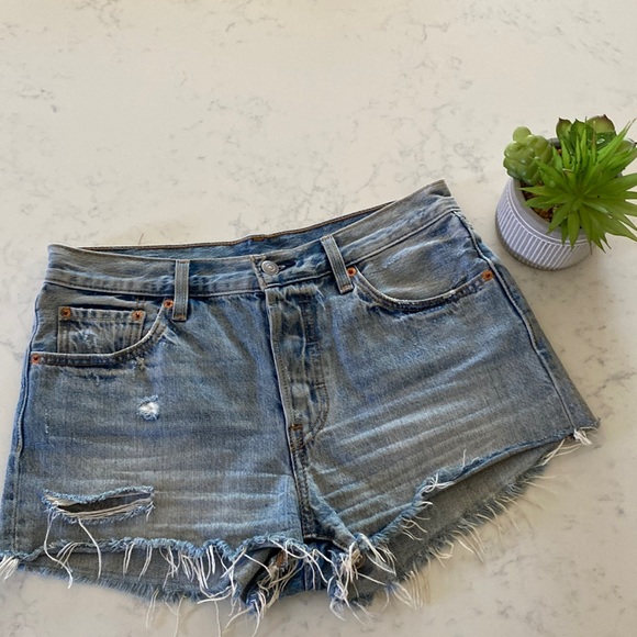 Levi's Pants - Levi’s 501 button fly vintage dyed denim shorts Sz 28 (b4)